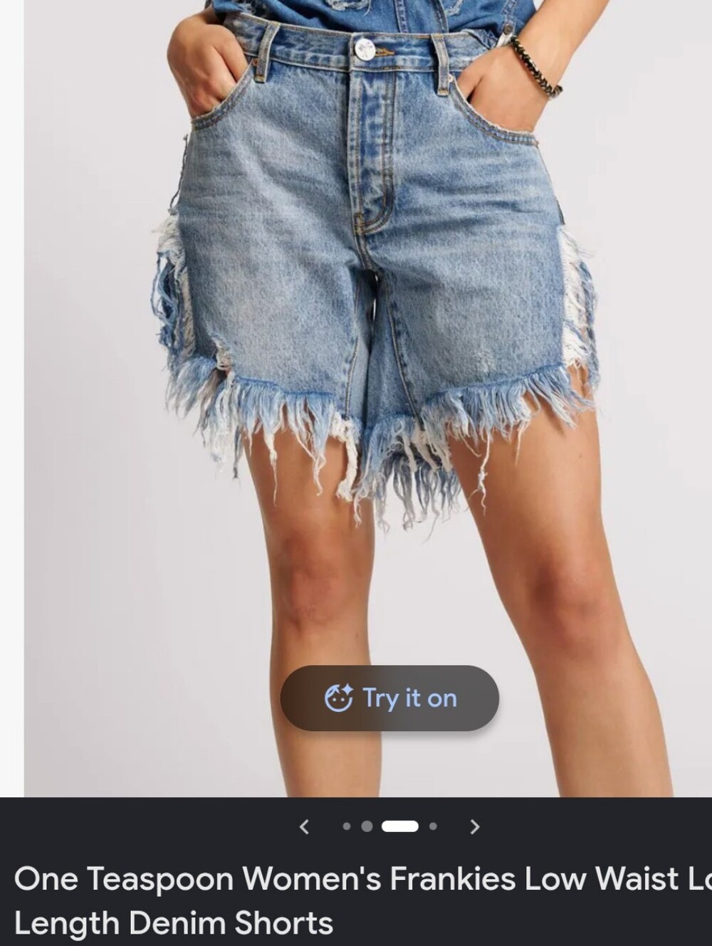 One Teaspoon X Free People Women's Frankies Low Waist Long Length Denim Shorts